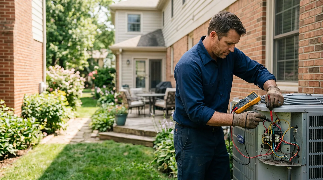 HVAC technician working near Pierpont, OH